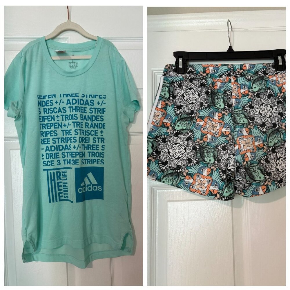 ADIDAS Originals Zoo Graphic T-Shirt & Shorts Set XS S